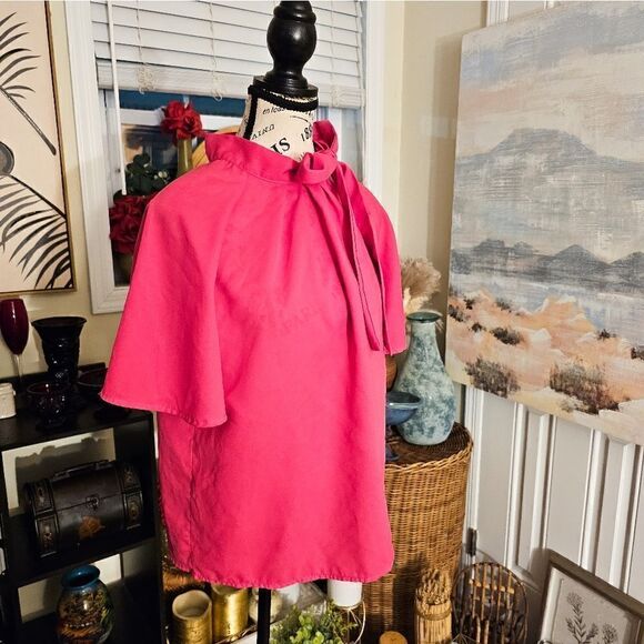 New Flutter Sleeve Bow Neck Secretary Style Blouse. - Picture 14 of 15